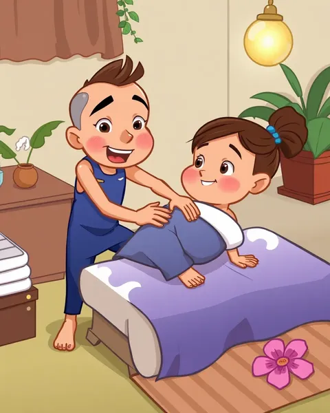 Massage Therapy with Cartoon Images Relaxation