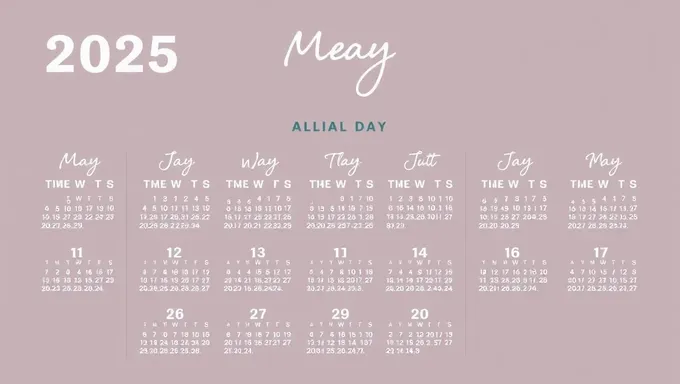 May 2025 Calendar: A Calendar for the Future