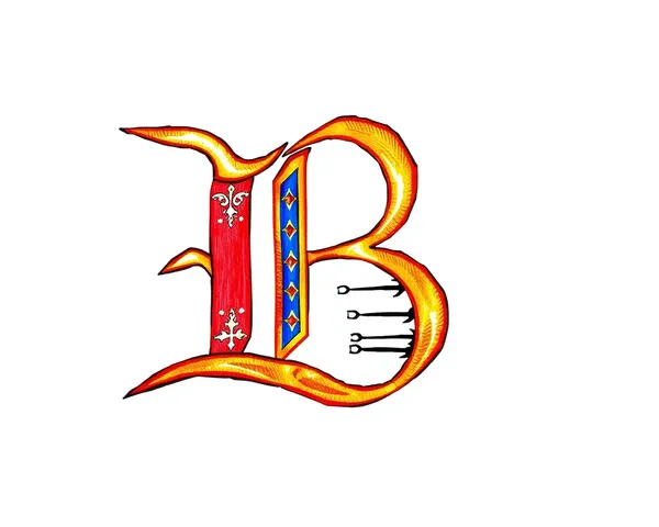 Medieval Letter B Clipart Illuminated Manuscript PNG