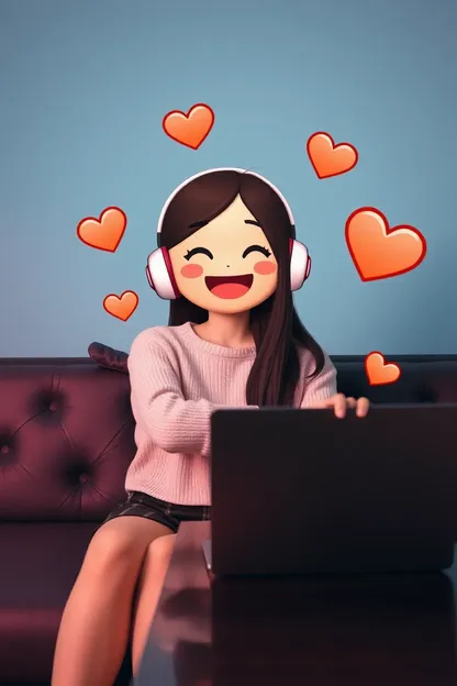 Memoji Asian Girl Typing on Laptop Screen