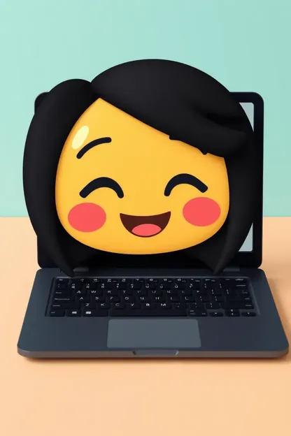 Memoji Black Hair Girl on Laptop Scene