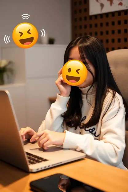 Memoji Emoji of Asian Girl on Laptop