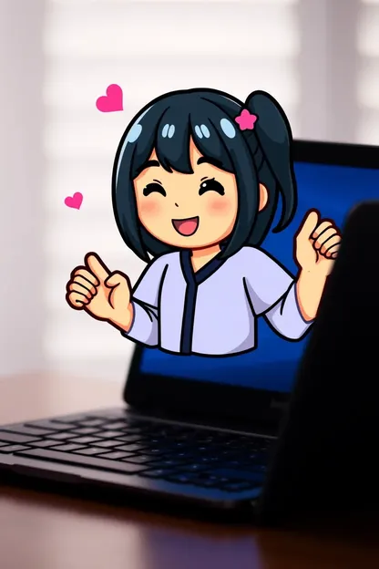 Memoji Girl with Black Hair on Laptop