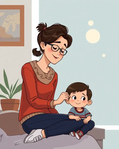 Mom and Son Cartoon Images Happy Moments