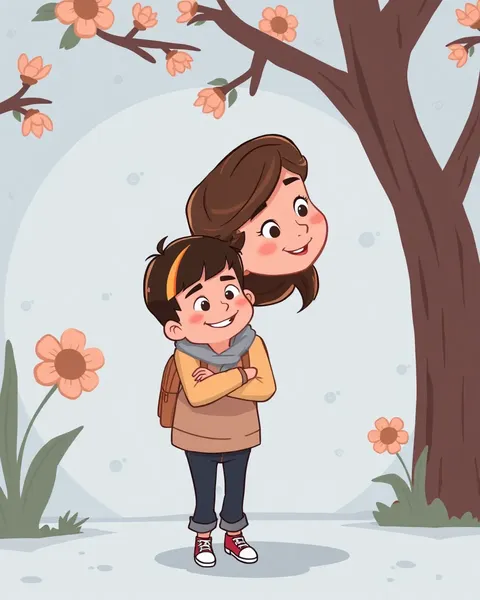 Mom and Son Cartoon Images for Kids Fun