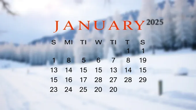 Monthly Calendar for January 2025 Agenda