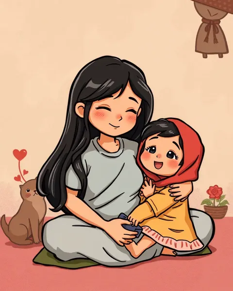 Mother Cartoon Images Displayed on Screen