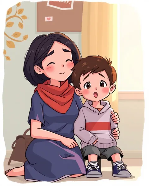 Mother and Son Cartoon Art Collection Online