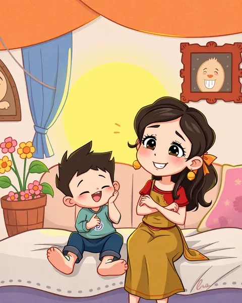 Mother and Son Cartoon Image Collection