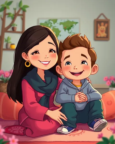 Mother and Son Cartoon Image Collection