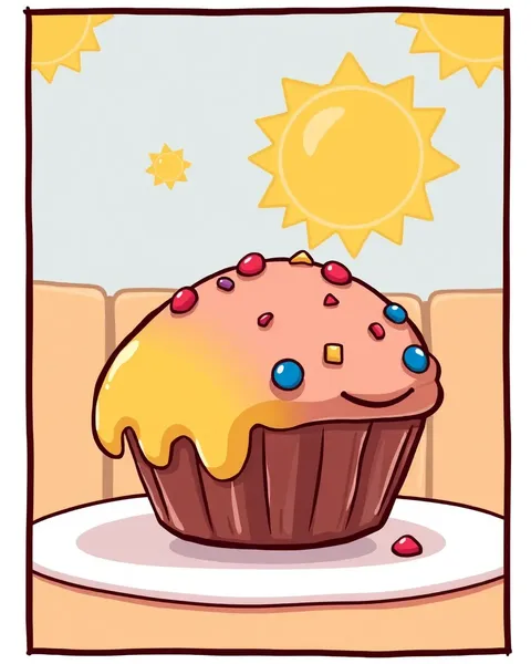 Muffin Cartoon Images in Vibrant Colors