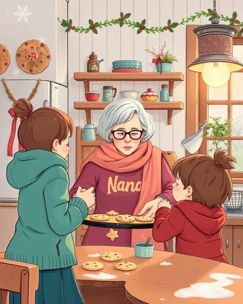 Nana's Cozy Afternoon with Grandkids Baking Cookies