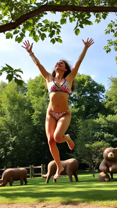 Natural Boobs Bouncing with Joyful Movement