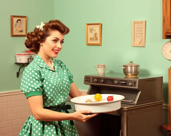 Nostalgic 1950s Housewife PNG Photo