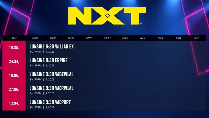 Nxt Show Schedule for July 30th 2025