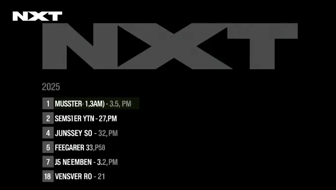 Nxt Show Schedule for July 30th 2025