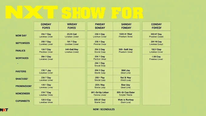 Nxt Show Schedule for July 30th 2025