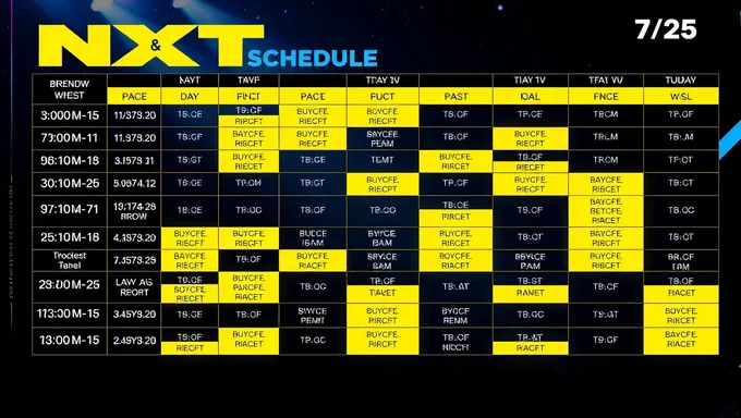 Nxt Show Schedule for July 30th 2025