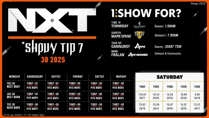 Nxt Show Schedule for July 30th 2025