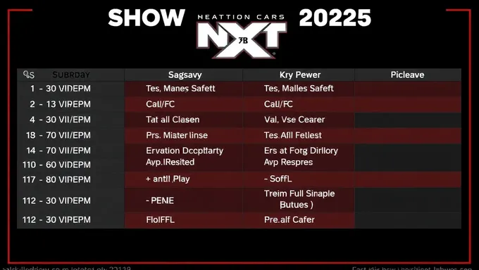 Nxt Show Schedule for July 30th 2025