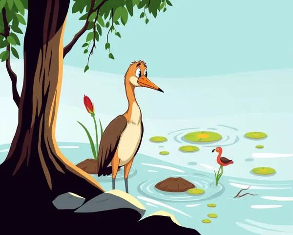 PNG Cartoon Pond Reed Clean Scene