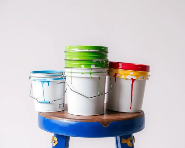 Paint Buckets on a Stool Graphics PNG