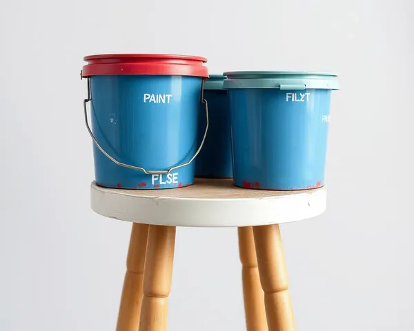 Paint Buckets on a Stool Picture PNG