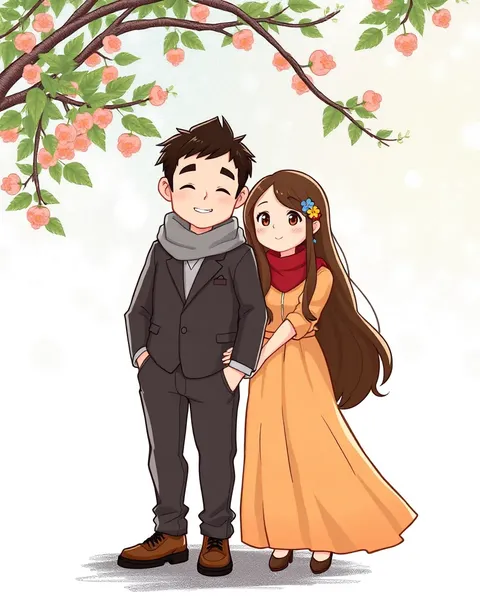 Pair of Cartoon Images Portraying Couple