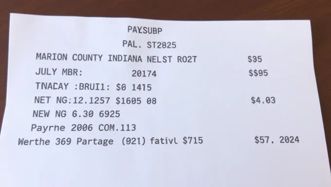 Paystub for July 2025 in Marion County Indiana