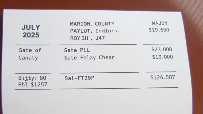 Paystub for July 2025 in Marion County