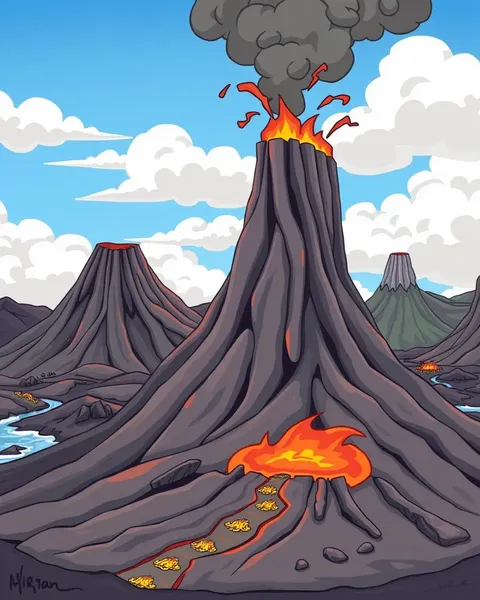 Pictures of Cartoon Volcanoes for Kids