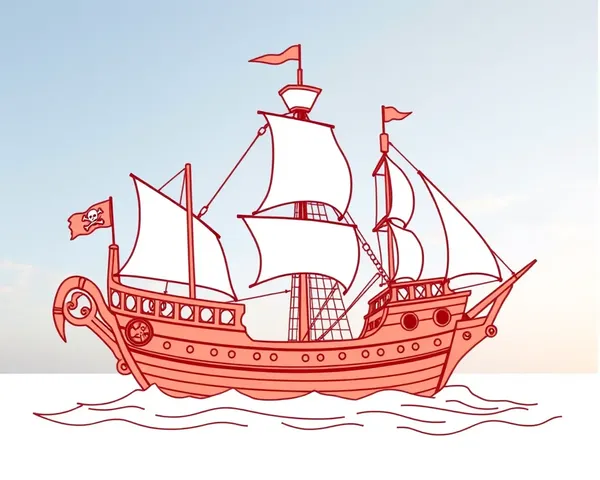 Pirate Ship Outline PNG Design