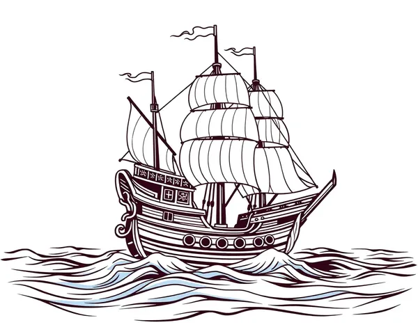 Pirate Ship Outline PNG Image