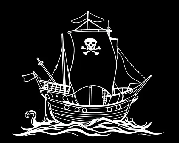 Pirate Ship Outline PNG Vector