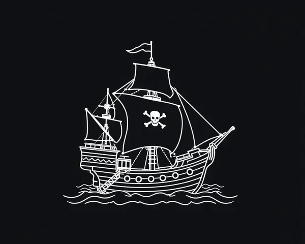 Pirate Ship Outlines in PNG Format for Instant Download