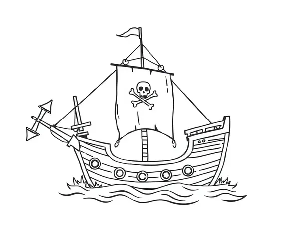 Pirate Ship PNG Outline Design