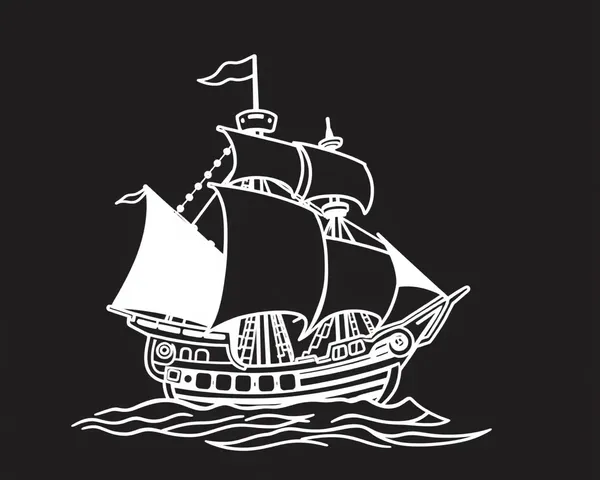 Pirate Ship Silhouette Outlines in PNG Format Download