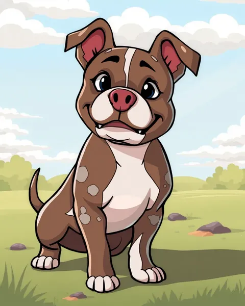 Pitbull Cartoon Pictures Depict Happy Goofy Moments