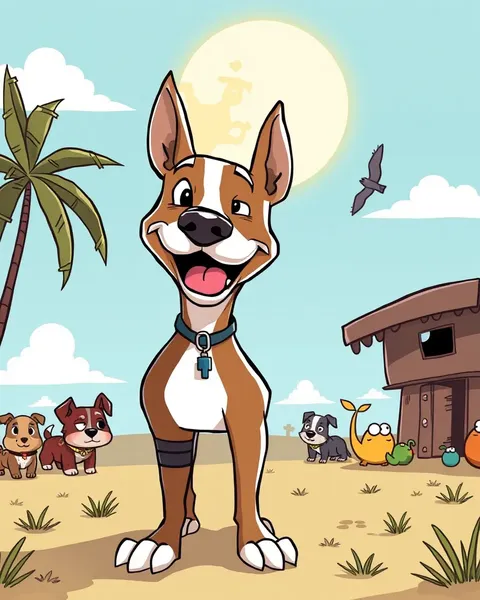 Pitbull Cartoon Pictures: Colorful Cartoon Art