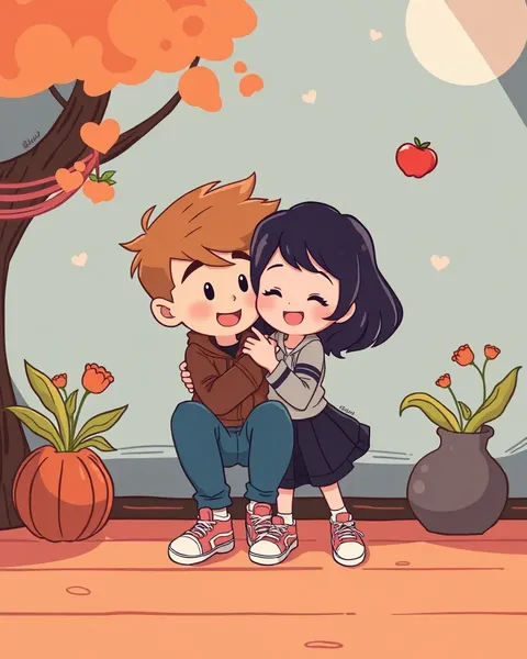 Playful Cuddling Pictures in Cartoon Art