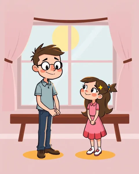 Playful Father Daughter Cartoon Images