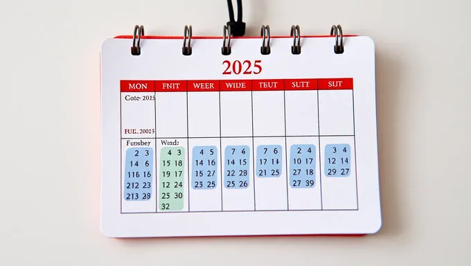 Pocket Calendar 2025 for Keeping Track of Dates