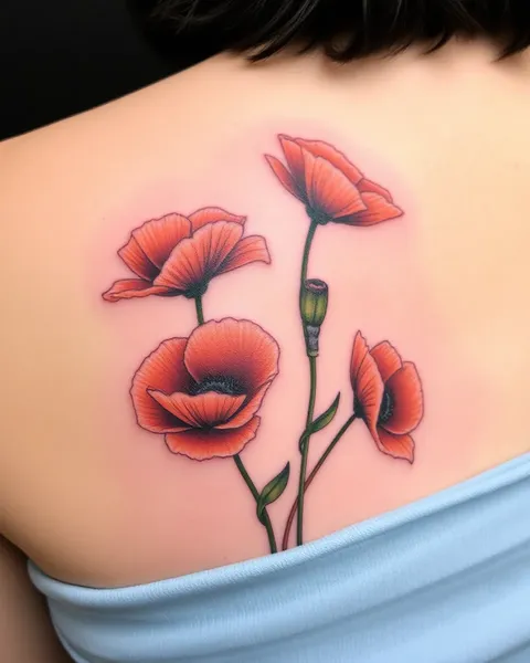 Poppies Tattoo Design Inspiration for Chest and Back