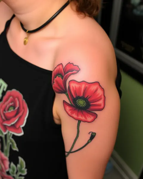 Poppy Tattoo Designs for Back and Chest