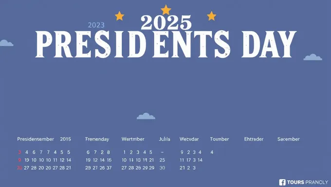 Presidents Day 2025 Calendar with Federal Holidays