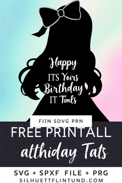 Printable Editable Girls Birthday Gift Tags SVG File Free