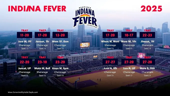 Printable Indiana Fever Schedule for 2025 Games