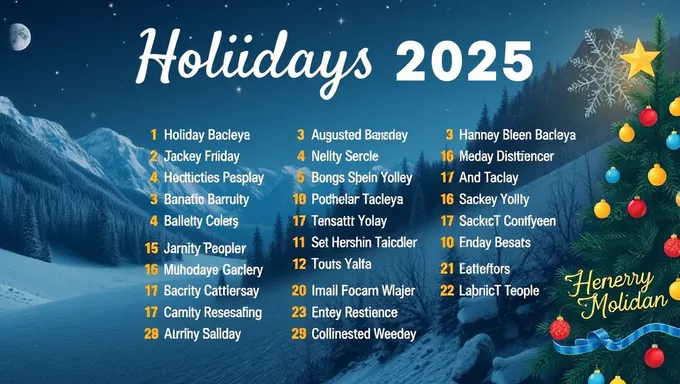 Public Holidays in 2025 Calendar List