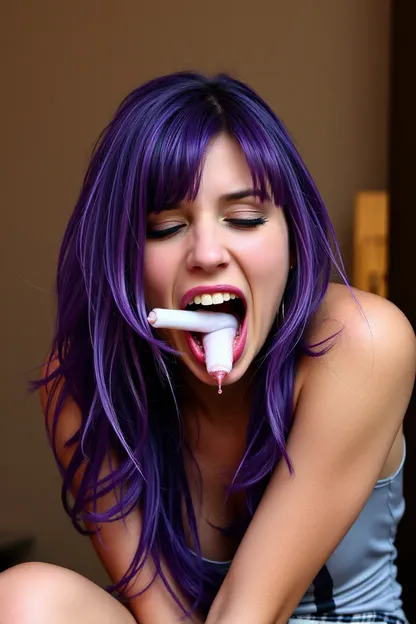 Purple Hair Girl's Regrettable Vomiting on Dick 69