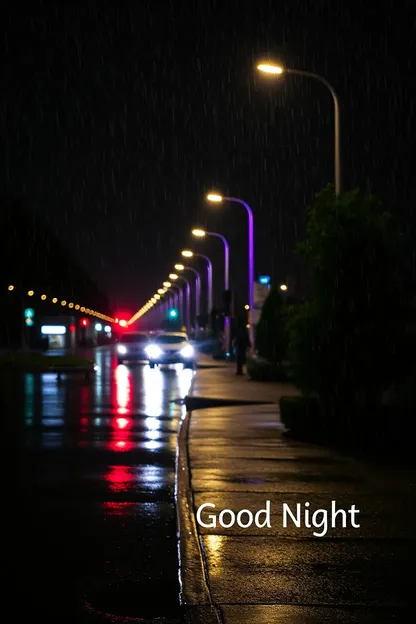 Raining Good Night Images on a Calm City Sky